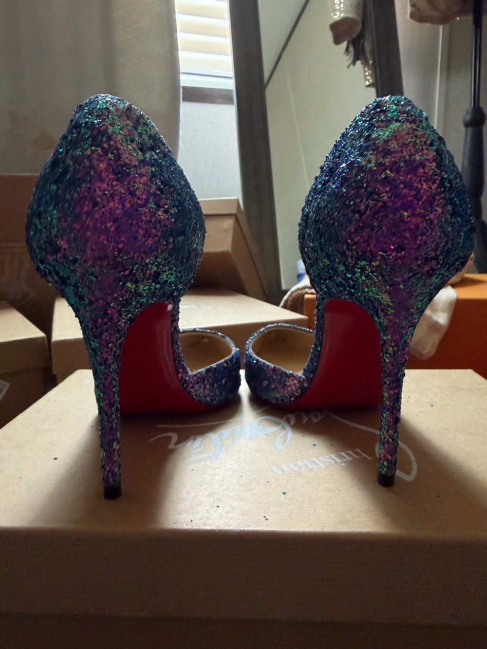 Christian Louboutin Iriza Glitter 100mm 35 1/2 - Picture 4 of 8